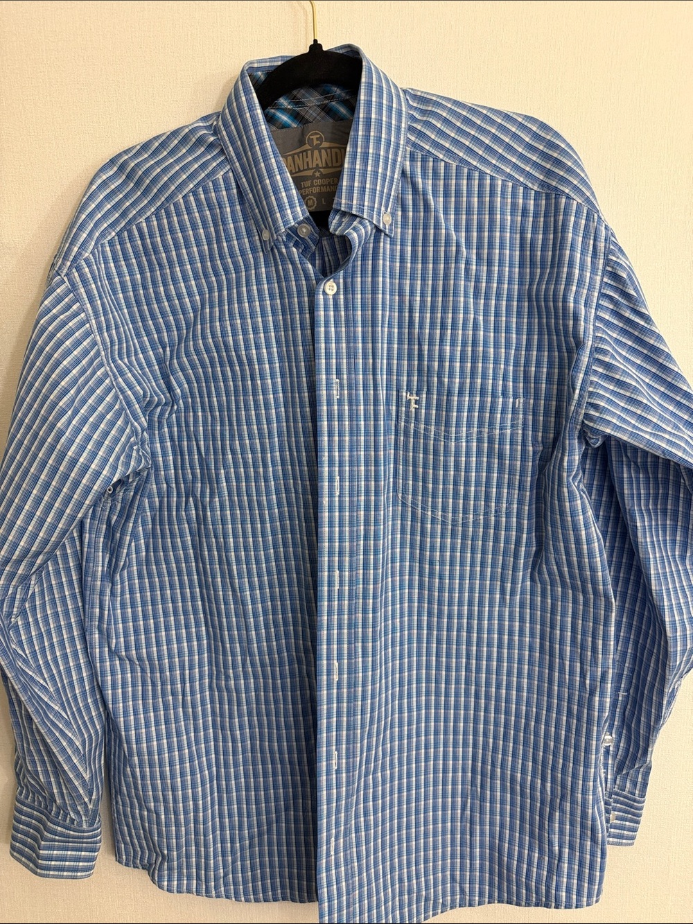 Blue Plaid Button-Down Panhandle Tuf Cooper  Men's Shirt